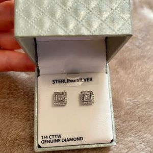 Sterling Silver Diamond Earrings
